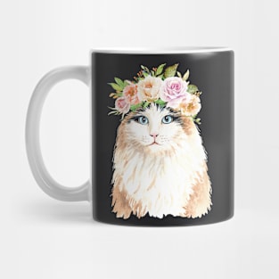 Cat with Beautiful Flower Crown Mug